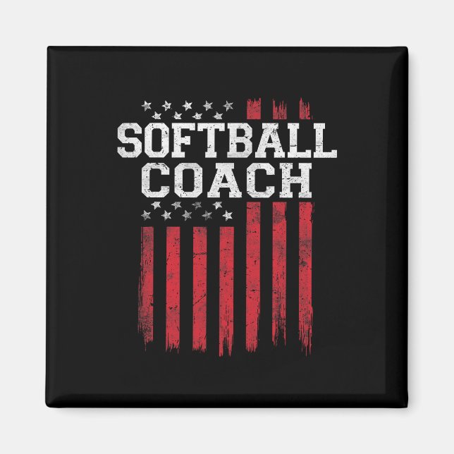 Aimant Entraîneur de softball fier drapeau américain Usa  (Devant)