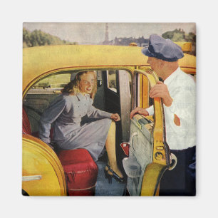 Aimant Entreprise de Vintage, Conductrice de Taxi Femme P