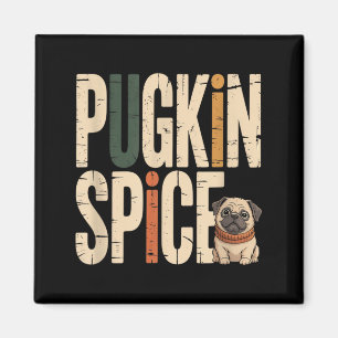 Aimant Épice de Pugkin Drôle Mignon Pug Automne Citrouill