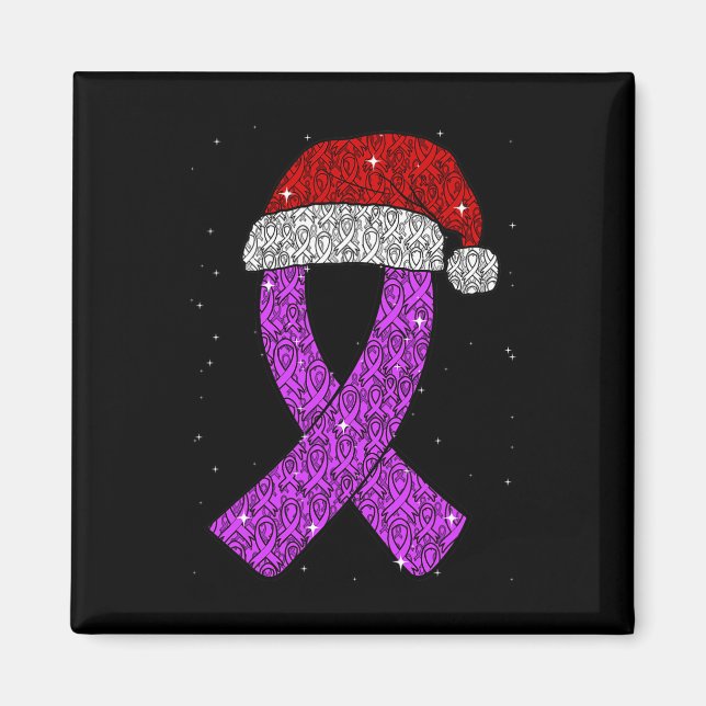Aimant Epilepsy Christmas Hat Purple Awareness Ribbon Sei (Devant)