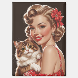 Aimant Épingle souriante avec portrait de chat