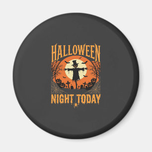 Aimant Épouvantail de cimetière de nuit d'Halloween Vecte