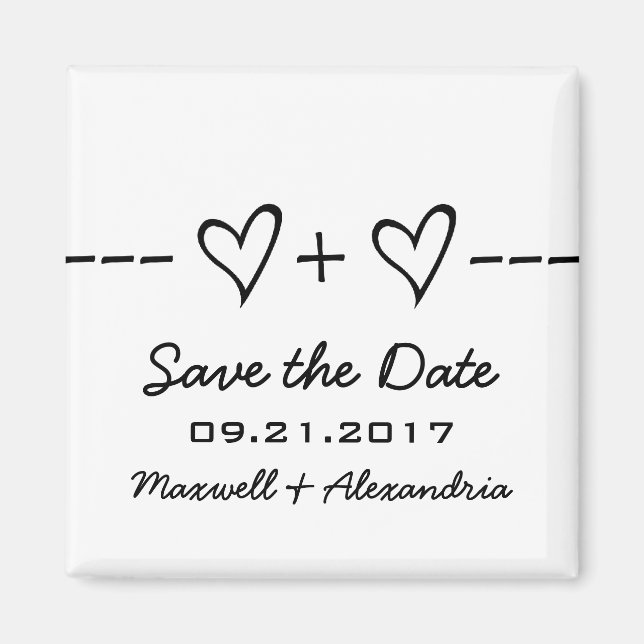 Aimant Équation Coeur d'ébène Enregistrer l'aimant Date (Devant)