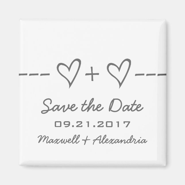 Aimant Équation coeur gris Enregistrer l'aimant date (Devant)