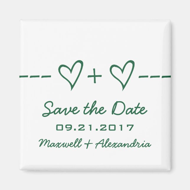 Aimant Équation Coeur vert Enregistrer l'aimant Date (Devant)