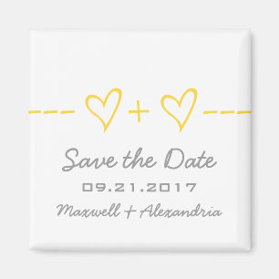 Aimant Équation de coeur jaune Enregistrer l'aimant de da