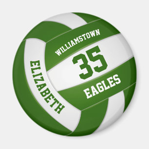 Aimant équipe blanche verte couleurs filles garçons volle
