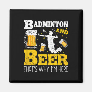 Aimant Équipe de badminton buvant de la bière de badminto