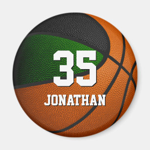 Aimant équipe de basket noir vert couleurs garçons filles