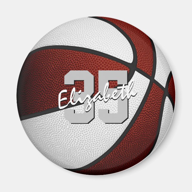 Aimant équipe de basketball blanc marron couleurs personn (Devant)