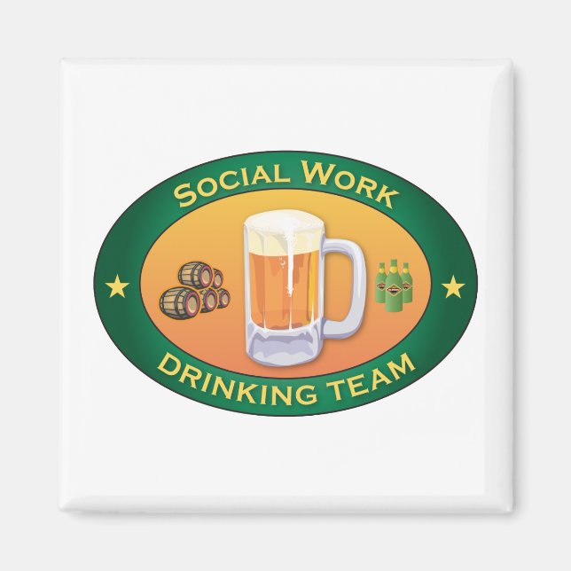 Aimant Équipe de la boisson du travail social (Devant)