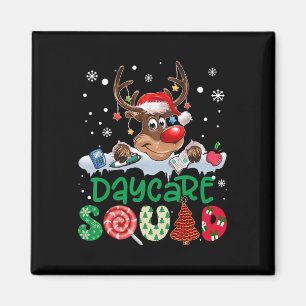 Aimant Équipe de la garderie au chapeau de Santa au renne