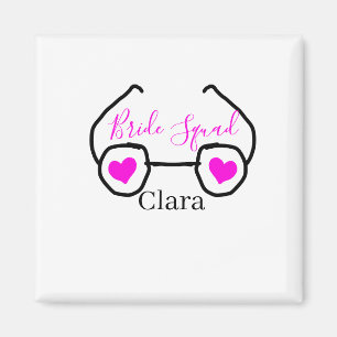 Aimant Équipe de mariée lunettes de cœur rose noir 