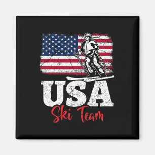 Aimant Équipe de ski Usa Amérique Skiant Sports d'hiver U