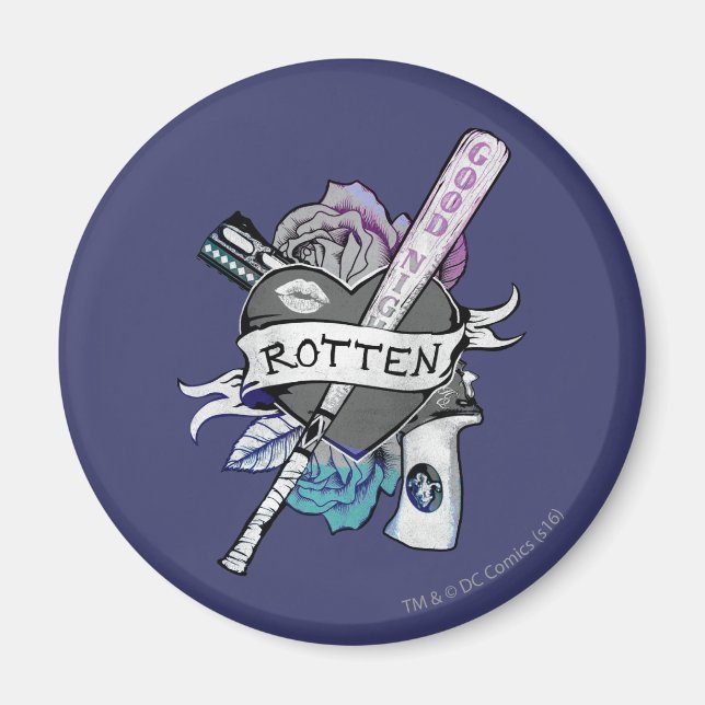 Aimant Équipe de suicide | Harley Quinn "Rotten" Tattoo A (Devant)