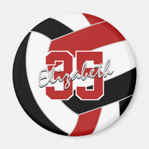 Aimant équipe de volley-ball noir rouge cadeaux