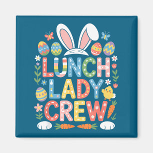 Aimant Équipe des dames de déjeuner Pâques Cantine Lapin