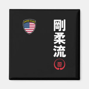 Aimant Équipe Karate Goju Ryu Usa Drapeau Kanji Marti jap