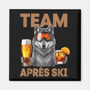 Aimant Équipe loup buvant cocktail de bière vacances d'hi