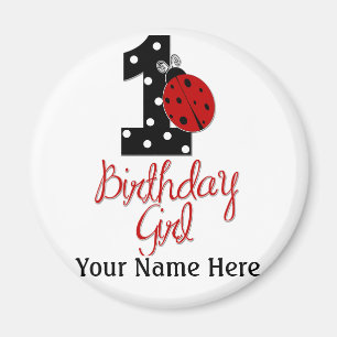 Aimant ęr Fille d'anniversaire - Madame Bug - 1 -