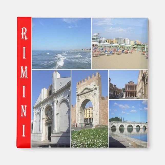 Aimant ERM023 RIMINI, Mosaïque, Italie, Frigo (Devant)