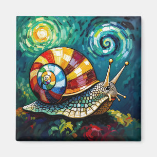 Aimant Escargot fantaisiste aux couleurs vives en empâtem