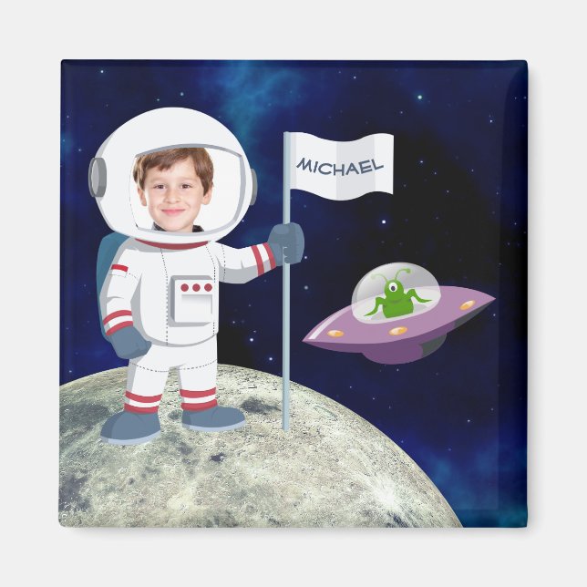 Aimant Espace photo personnalisé sur la lune (Devant)