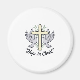 Aimant Espoir en Christ Colombe Croix Design Chrétien Vin