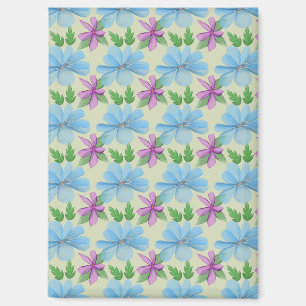 Aimant Esthétique à motif floral bleu Fleur aquarelle