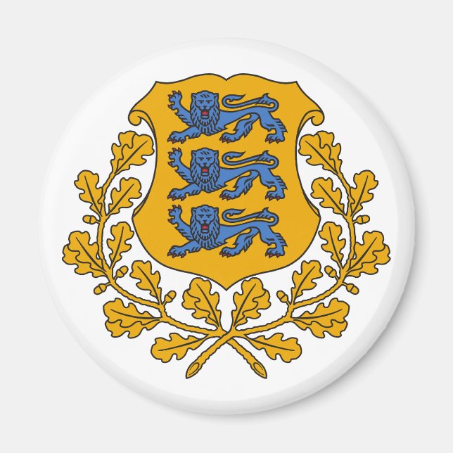 Aimant Estonia country coat arms symbol emblem flag (Devant)