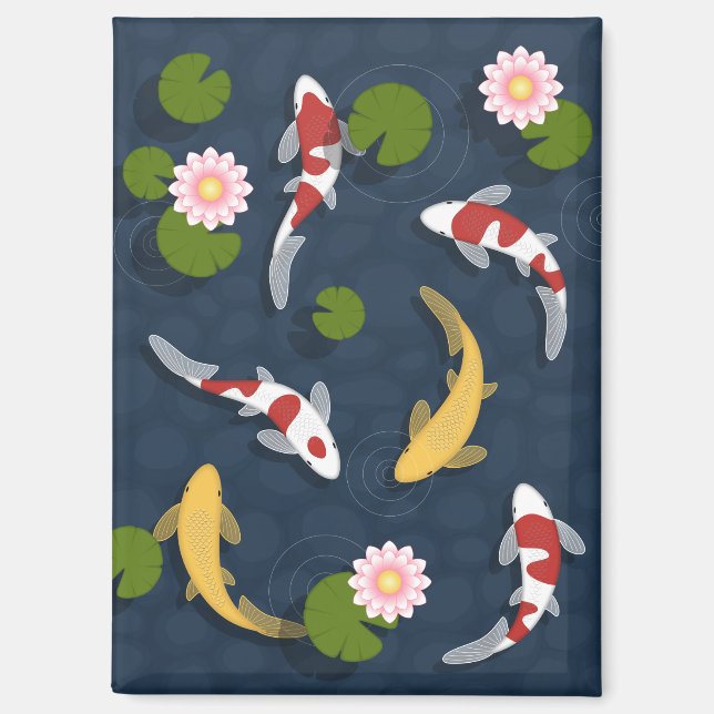 Aimant Étang japonais de poissons Koi (Recto)