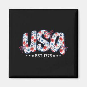 Aimant États-Unis 1776 Floral Préppy 4 juillet Coquette