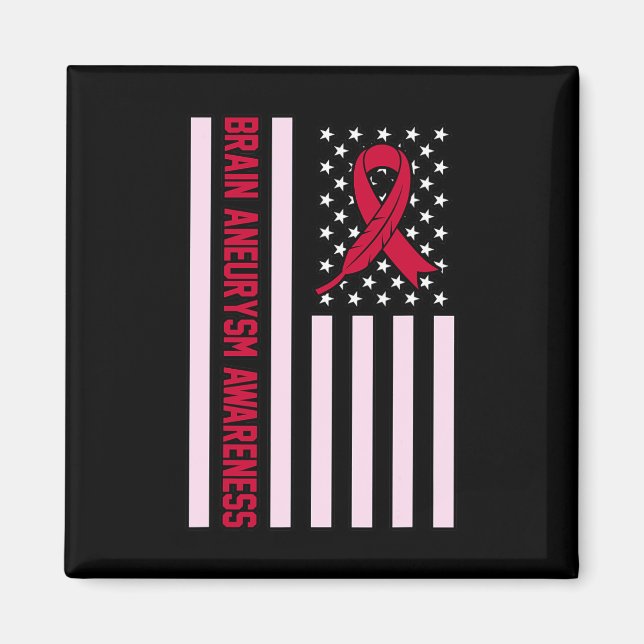 Aimant États-Unis Drapeau Cerveau Aneurysme Mois de sensi (Devant)
