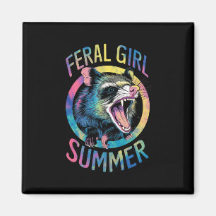 Aimant Été de fille sauvage Opossum Tie Dye Raton laveur