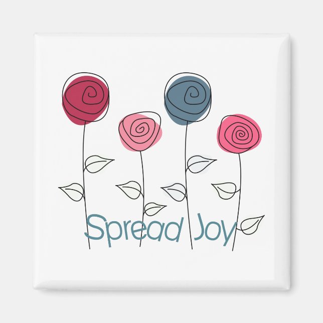 Aimant Étendre Joy Rose Bleu Fleurs (Devant)