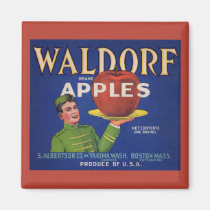 Aimant étiquette de caisse des pommes Waldorf 1920