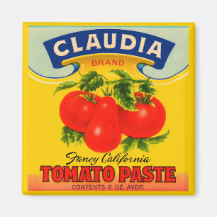 Aimant étiquette de pâte de tomate Claudia des années 