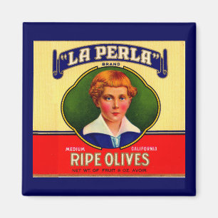 Aimant étiquette des olives de LaPerla dans les années 19