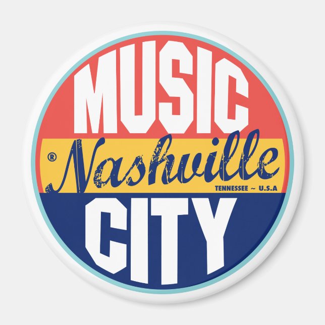 Aimant Étiquette Vintage de Nashville (Devant)