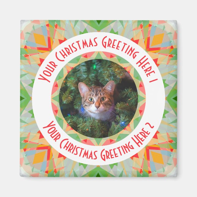 Aimant Étoile de Noël personnalisée Joyeux vert Jolly Rou (Devant)