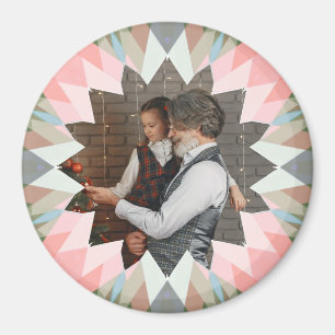Aimant Étoile de Noël Rose Gris Personnalisée avec Photo