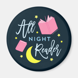 Aimant Étoiles de lune et de livres lecteur rose toute l