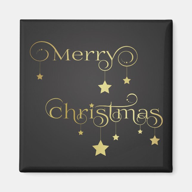 Aimant Etoiles de Noël Joyeux Or Précieux (Devant)