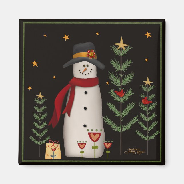 Aimant Étoiles Shopping Snowman Noël Inspirivée (Devant)