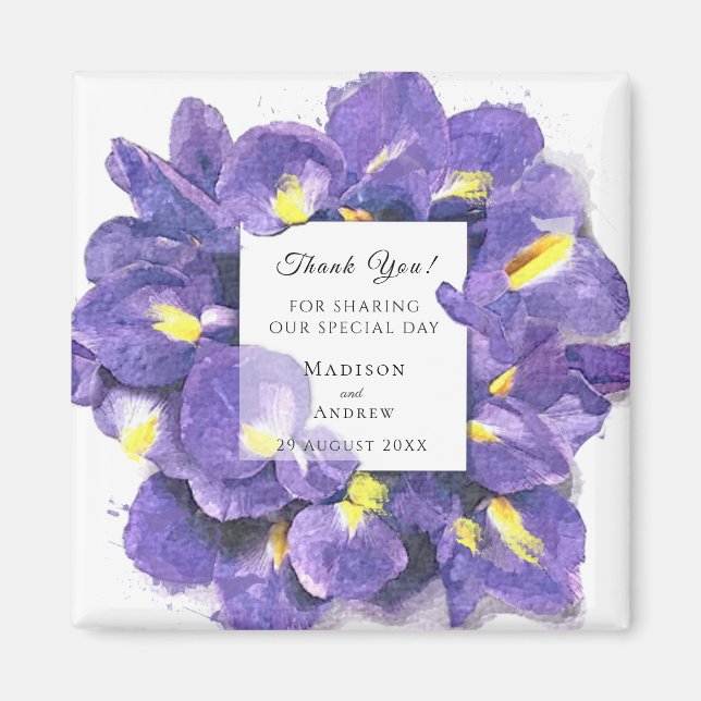 Aimant Etonnant Purple Irises Aquarelle Floral Merci (Devant)
