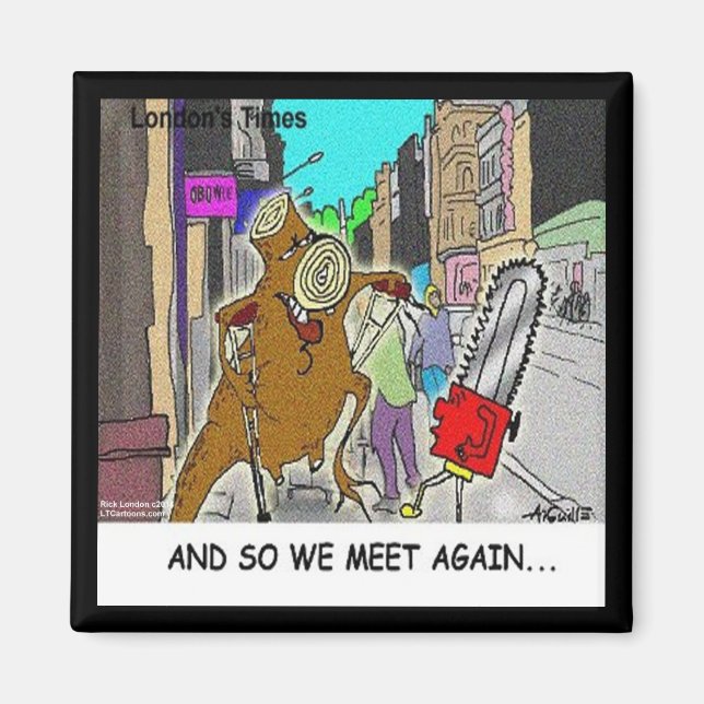 Aimant Étonné : scie à canon contre arbre comique (Devant)