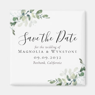 Aimant Eucalyptus Mariage Enregistrer La Date Carré