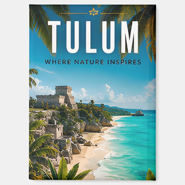 Aimant 🌴 Évasion Côtière Tulum Mexique (Recto)