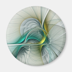 Aimant Évolution fractale, Art Abstrait Turquoise d'or