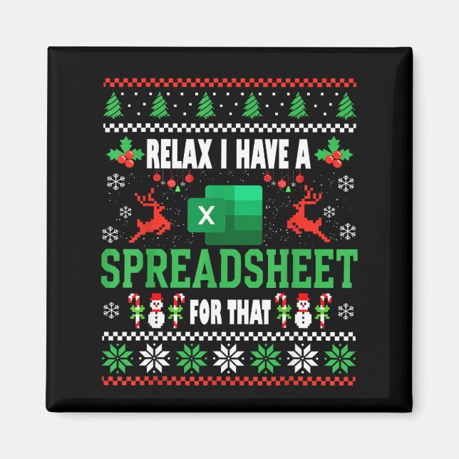Aimant Excel Ugly Christmas Sweater I Have A Spreadsheet  (Devant)